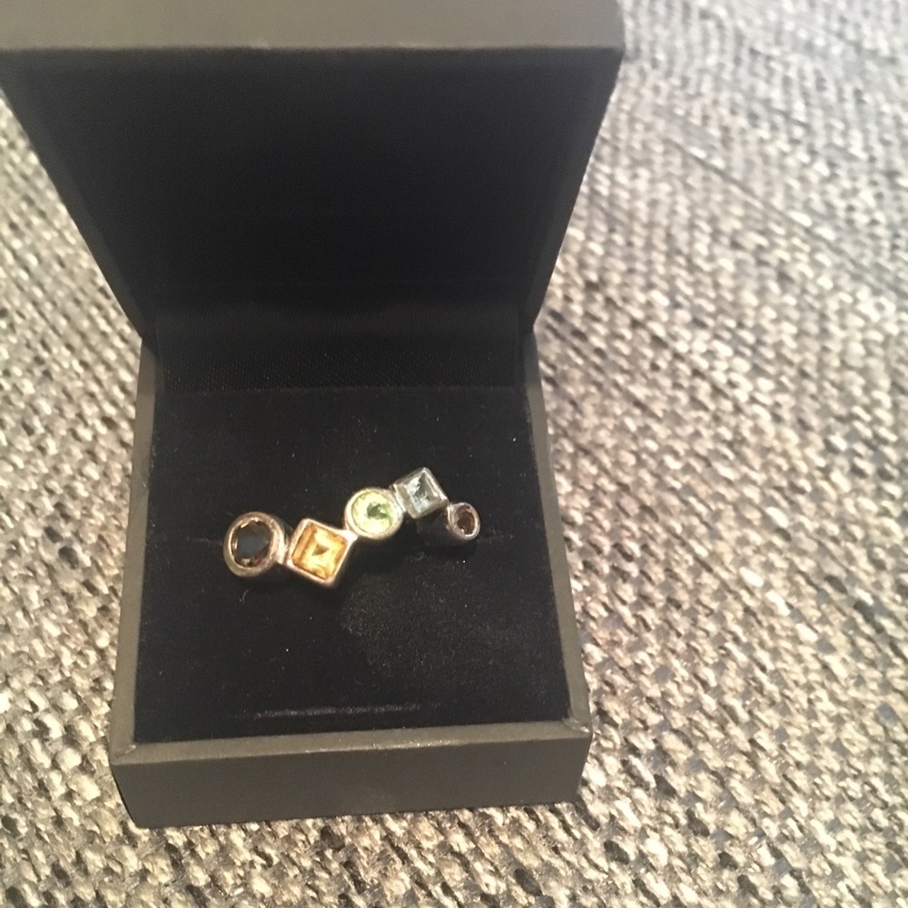 Multi-Colored Semi-Precious Stones Silver Ring